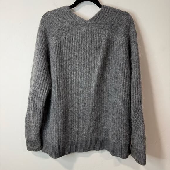 Allsaints Womens Ade V-Neck Sweater Pullover Long Sleeve Gray Medium Mohair Wool - Picture 4 of 9